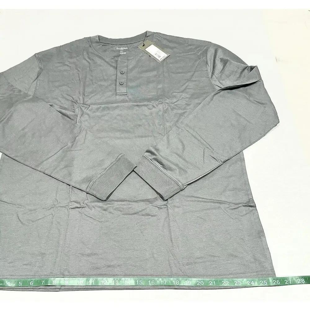 NEW Goodfellow & Co Men's T-Shirt Long Sleeve Gray Button Front XXL Tall NWT - Picture 4 of 9
